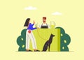 Thirsty woman drinks cold lemonade with barman in a hot summer day. Cold fresh drinks concept