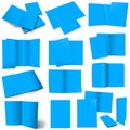 Thirteen light blue brochures for layouts and presentation design