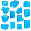 Thirteen Light_blue Shipping Box and Software Boxes for layouts and presentation design