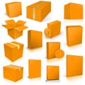 Thirteen Orange Shipping Box and Software Boxes for layouts and presentation design