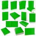 Thirteen Paperback books blank green template for presentation layouts and design