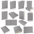 Thirteen Paperback books blank grey template for presentation layouts and design