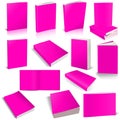 Thirteen Paperback books blank Magenta template for presentation layouts and design