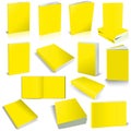 Thirteen Paperback books blank Yellow template for presentation layouts and design