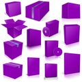 Thirteen Violet Shipping Box and Software Boxes for layouts and presentation design