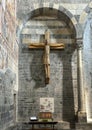 Thirteenth century wooden crucifix in the Church of Santa Maria del Tiglio in Gravedona on Lake Como..