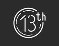Thirteenth logotype, thirteen vector sign, 13th icon Royalty Free Stock Photo