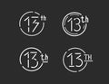 Thirteenth logotype variants, thirteen vector sign, 13th icon set Royalty Free Stock Photo