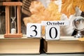 Thirtieth day of autumn month calendar october Royalty Free Stock Photo