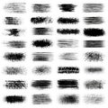 Thirty Black Ink Brush Stroke Textures On White Royalty Free Stock Photo