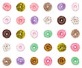 Thirty colorful donuts