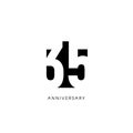 Thirty five anniversary, minimalistic logo. Thirty fifth years, 35th jubilee, greeting card. Birthday invitation. 35