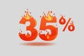 Thirty five percent discount, numbers on fire