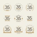 Thirty five years anniversary celebration logotype. 35th anniversary logo collection.