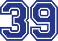 Thirty-nine college number 39 Royalty Free Stock Photo