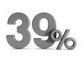 Thirty nine percent on white background. Isolated 3D illustratio