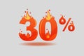 Thirty percent discount, numbers on fire
