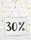 Thirty 30 % percent off black friday sale 30% discount golden pa Royalty Free Stock Photo