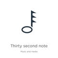 Thirty second note icon vector. Trendy flat thirty second note icon from music and media collection isolated on white background.
