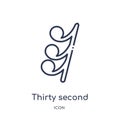 thirty second note rest icon from music and media outline collection. Thin line thirty second note rest icon isolated on white Royalty Free Stock Photo