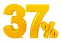 Thirty seven percent gold 3d rendering on white background