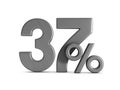 Thirty seven percent on white background. Isolated 3D illustrati