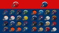 Set of 32 NFL Teams on Helmets Royalty Free Stock Photo