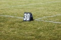 Thirty yard line marker ready for practice at marching band rehearsal Royalty Free Stock Photo