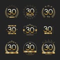 Thirty years anniversary celebration logotype. 30th anniversary logo collection.