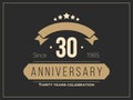 Thirty years anniversary celebration logotype. 30th anniversary logo.