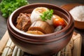 Thit Kho - a braised pork Vietnamese dish served with rice, flavored with fish sauce, AI generative