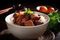 Thit Kho - a braised pork Vietnamese dish served with rice, flavored with fish sauce, generative AI