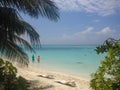 Thoddoo Alif Alif Atoll, Maldives - February 14, 2017: Beautiful sandy beach