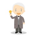 Thomas Alva Edison cartoon character. Vector Illustration. Royalty Free Stock Photo