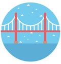 Thomas Bridge Illustration Color Vector Isolated Icon easy editable and special use for Leisure,Travel and Tour Royalty Free Stock Photo