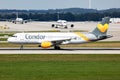 Thomas Cook Condor Airlines Airbus A320 D-AICF passenger plane departure at Munich Airport Royalty Free Stock Photo