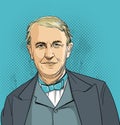 Thomas Edison line art portrait, vector