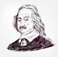 Thomas Hobbes vector portrait isolated sketch Royalty Free Stock Photo