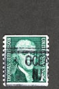 Thomas Jefferson on green 1 cent USA Stamp Royalty Free Stock Photo