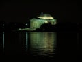 Thomas Jefferson Memorial building reflected in the Potomac River at night Royalty Free Stock Photo