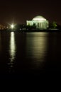 Thomas Jefferson Memorial reflected at night. Royalty Free Stock Photo