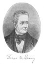 The Thomas Penson De Quincey`s portrait, an English essayist in the old book the Great Authors, by W. Dalgleish, 1891, London