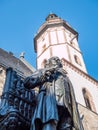 Thomaskirche with Statue in Leipzig