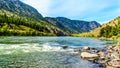 Thompson River with its many rapids flowing through the Canyon at Goldpan Provincial Park Royalty Free Stock Photo