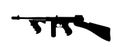 Thompson Sub Machine Gun Vector Silhouette Illustration Isolated On White Background.