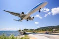 Thomson Boeing 757-200 airplane Skiathos airport in Greece Royalty Free Stock Photo