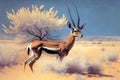 Thomson's gazelle in the African grassland. Created with generative AI technology.