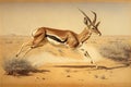 Thomson's gazelle in the African grassland. Created with generative AI technology.