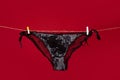 Thong bikini panties, white lace underwear lingerie. Royalty Free Stock Photo