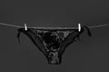 Thong bikini panties, white lace underwear lingerie. Royalty Free Stock Photo